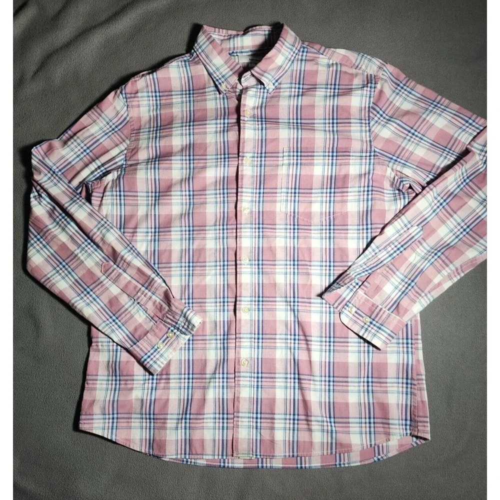 Sonoma Dress Shirt Mens Large White Red Plaid Button Down Collared Long Sleeve